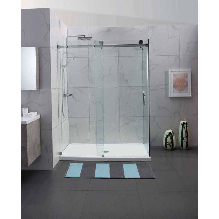Hometo 45" W x 76" H Single Sliding Frameless Shower Door & Reviews
